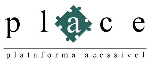 Logomarca do sistema Place escrita em letra preta com uma peça de quebra-cabeça verde abaixo da letra A na cor branca.